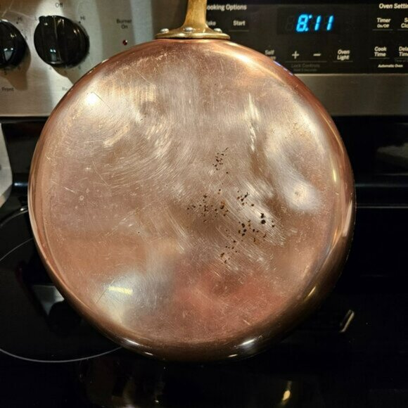 Vintage Tournus French 10 in Copper with Brass Handle Sauté Pan - Picture 11 of 15